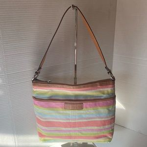 Vintage coach Hampton, Daisy, pastel stripe shoulder bag.